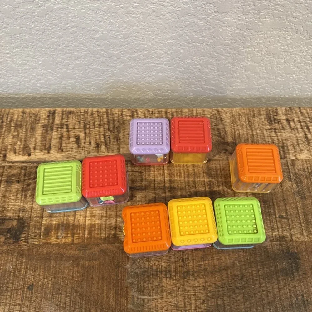 Fisher Price Vintage Peek A Boo Blocks Spinners Sensory Texture Mirrors Set Of 8